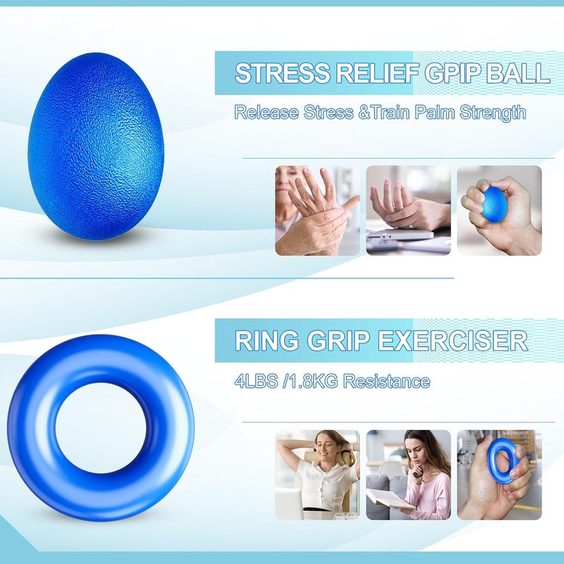 ACOTANT Grip Strength Trainer(5 Pack) with Finger Exerciser, Hand Grip Strengthener, Finger Stretcher,Grip Ring & Stress Relief Ball for Muscle Building and Injury Recover with Carry Bag - Image 4